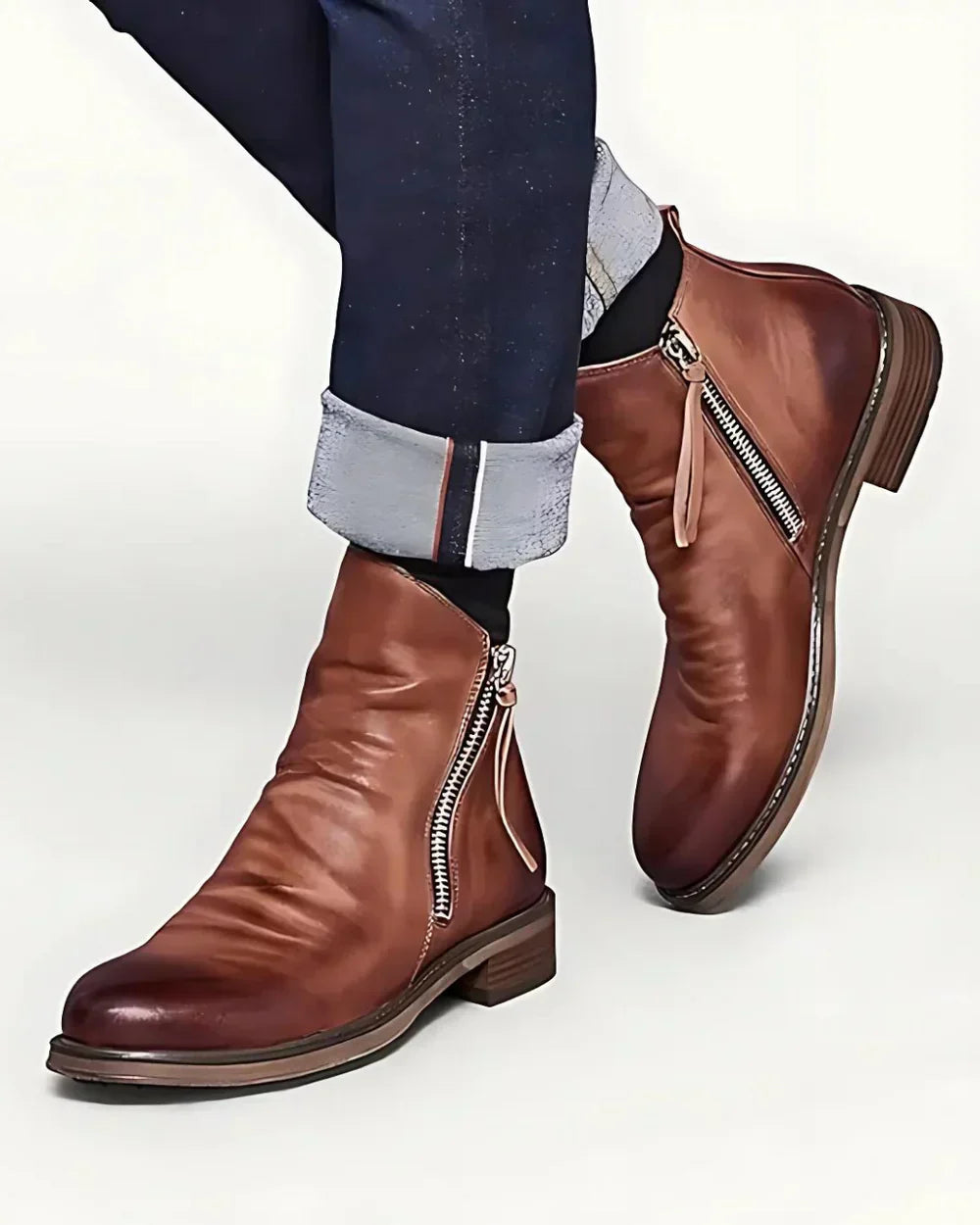 Leonardo - Side Zip Leather Ankle Boots