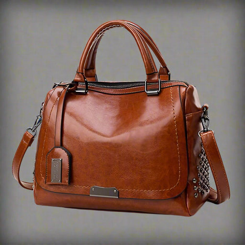 Luxury Leather Bag with Studs