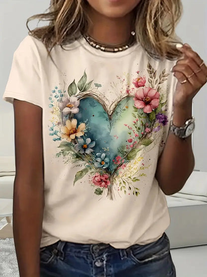 Soft Casual Floral Print T-Shirt