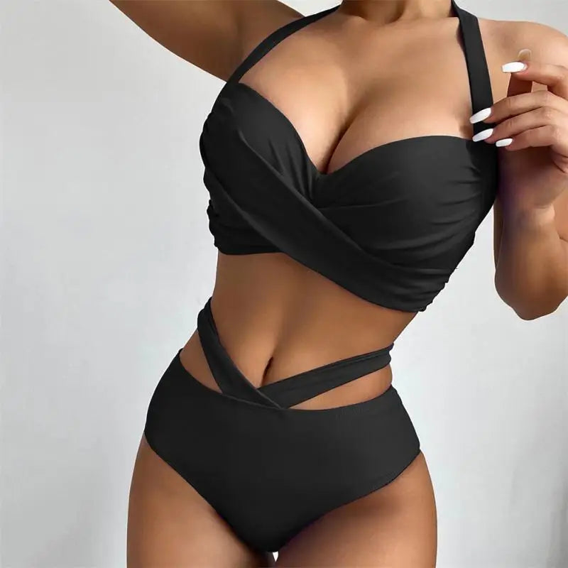 Twisted halter with cut-out swimsuit