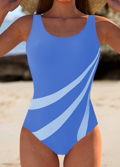 One-piece swimsuit with contrasting colour