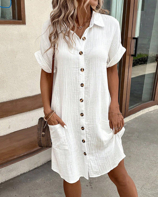 Oversized polo dress in woven fabric